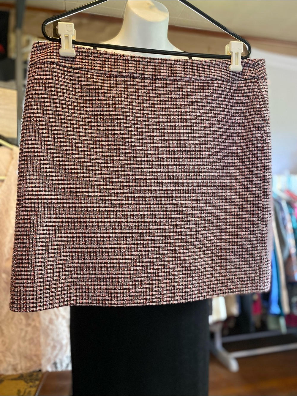 Bar III Pink & Black Tweed Mini Skirt